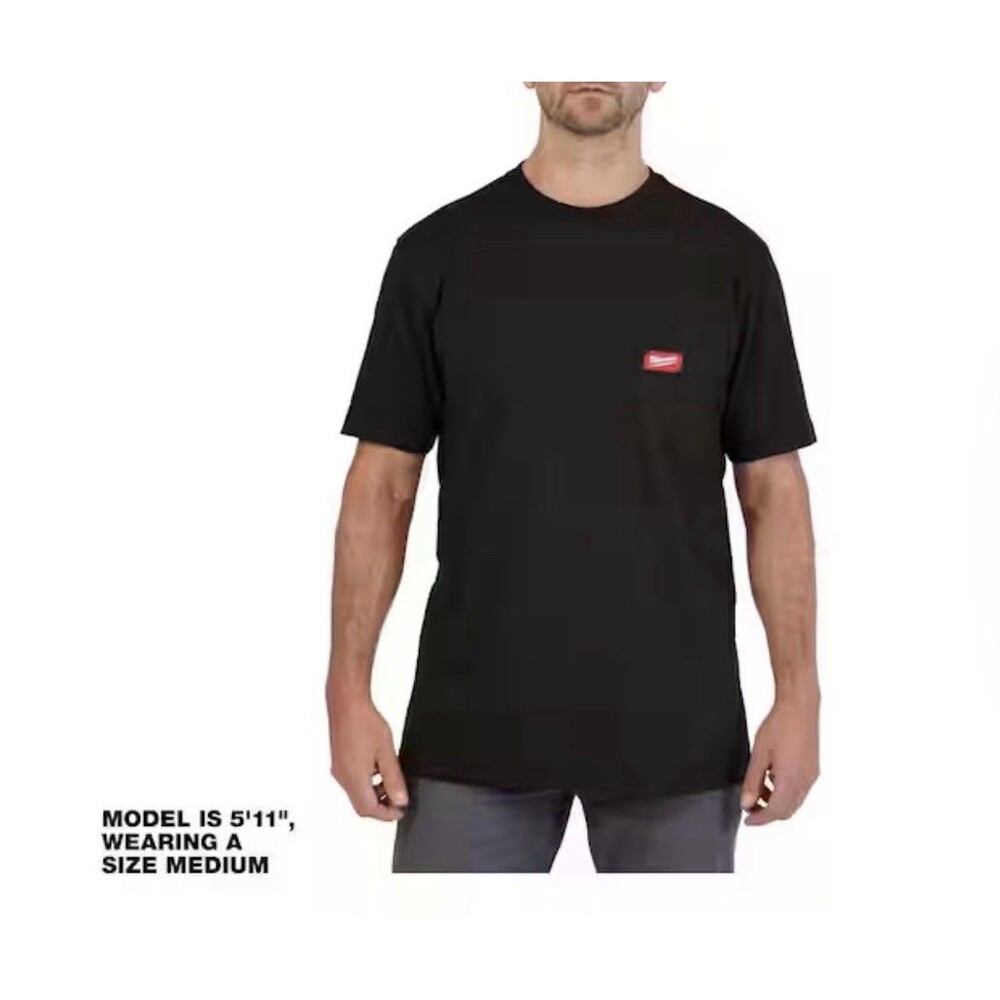 Milwaukee Tool GRIDIRON Pocket T-Shirt Mens Large Black Workwear Logo NWOT Work